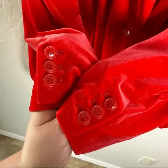Lane Bryant Red Velvet Blazer Jacket 22 - Picture 8 of 16